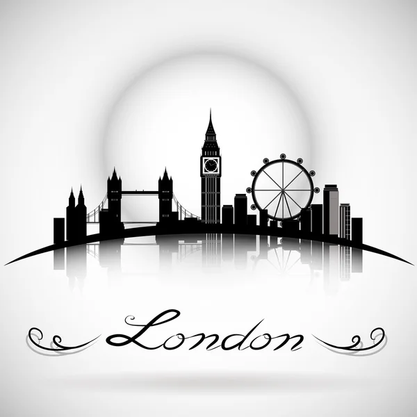 London City skyline silhouette fond avec Typographic Design . — Image vectorielle