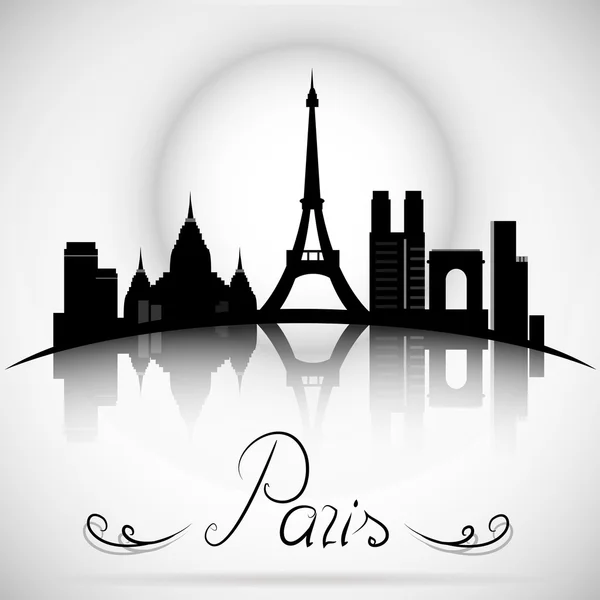 Ciudad de París skyline con reflexión . — Vector de stock