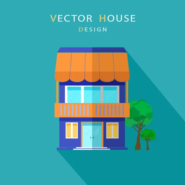 Icono de casa. Diseño plano con sombra larga — Vector de stock