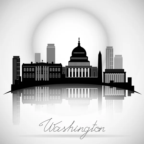 Washington Dc Panorama Design. Vektorové siluetu — Stockový vektor