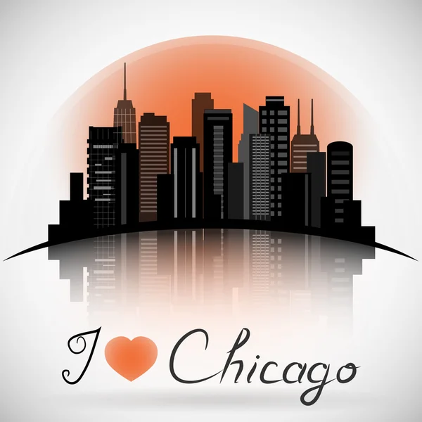 Chicago Illinois city skyline silhouette. — Stock Vector