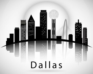 Dallas siluet, Texas Amerika Birleşik Devletleri. Detaylı vektör şehir manzarası.