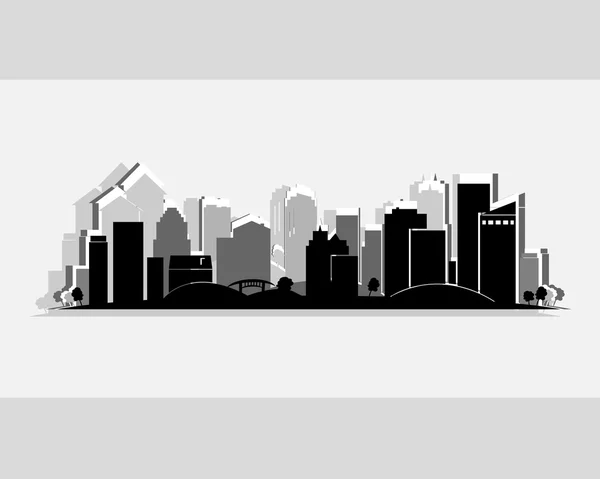 Paisaje urbano. Ciudad vectorial skyline — Vector de stock