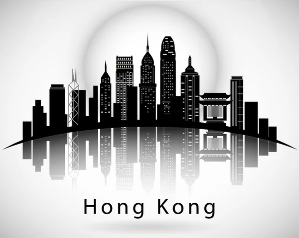 Modern Hong Kong City Skyline Design — Stock Vector