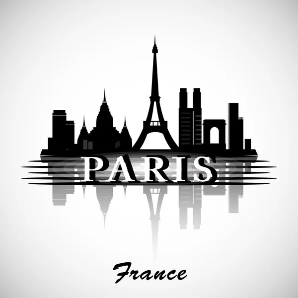 Paris City skyline with reflection. — Stock Vector