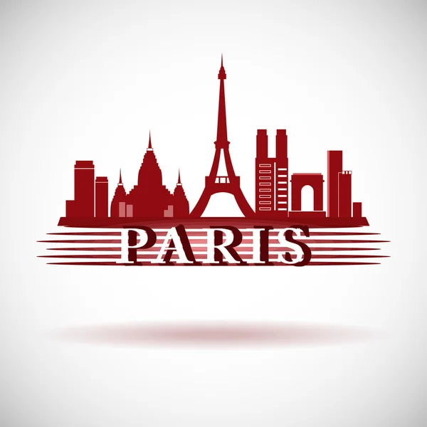 Ciudad de París skyline con reflexión . — Vector de stock