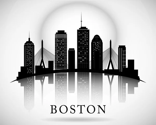 Boston Skyline. Stadtsilhouette — Stockvektor