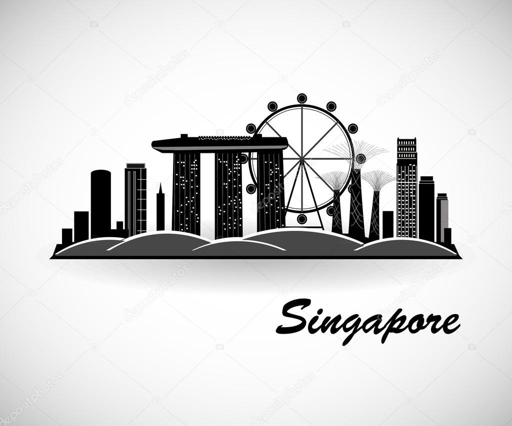 Singapore Skyline City Silhouette Stock Vector C Marisa