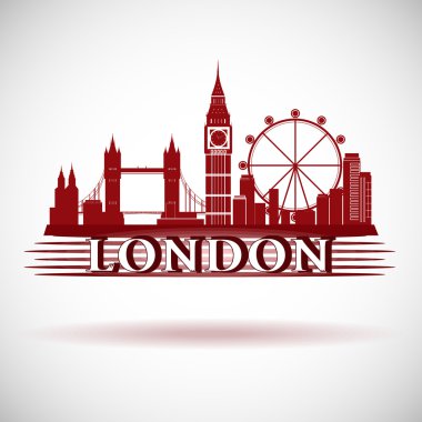 Londra şehir manzarası. Tipografik Tasarım. 