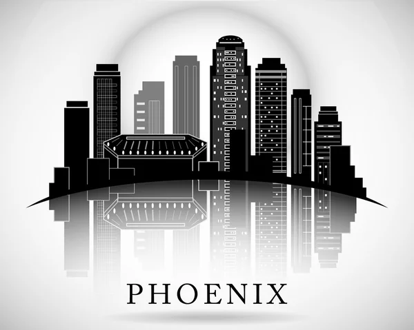 Phoenix, Arizona Skyline. Sílhueta vetorial detalhada —  Vetores de Stock