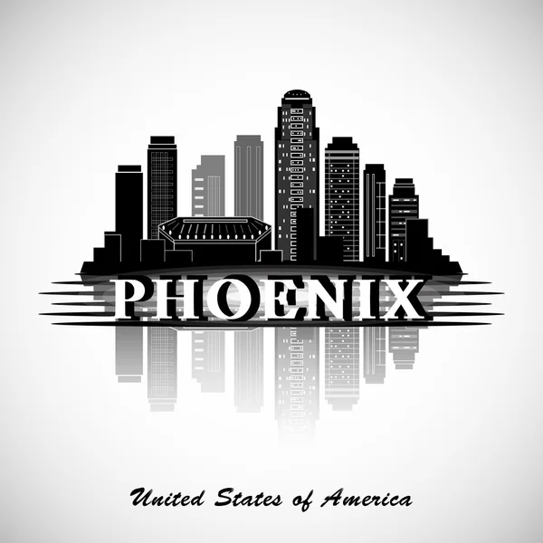 Phoenix, Arizona skyline. Silhouette vectorielle détaillée — Image vectorielle