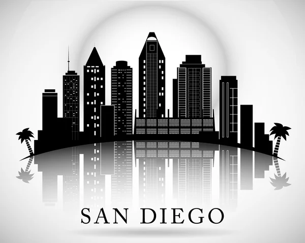 Lo skyline di San Diego. Silhouette della città — Vettoriale Stock