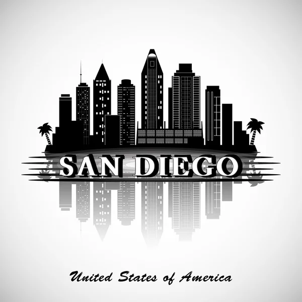 San Diego panoramę. Sylwetka City — Wektor stockowy
