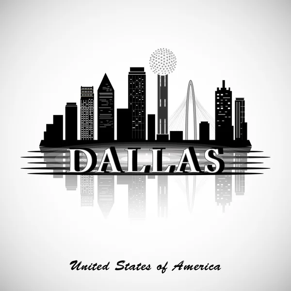 Silhouette Dallas. Skyline des villes — Image vectorielle