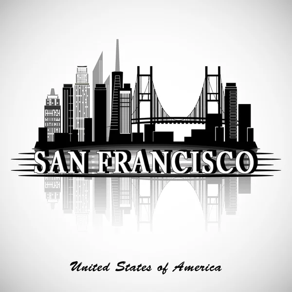 サンフランシスコ市内のスカイライン。タイポグラフィ デザイン — ストックベクタ