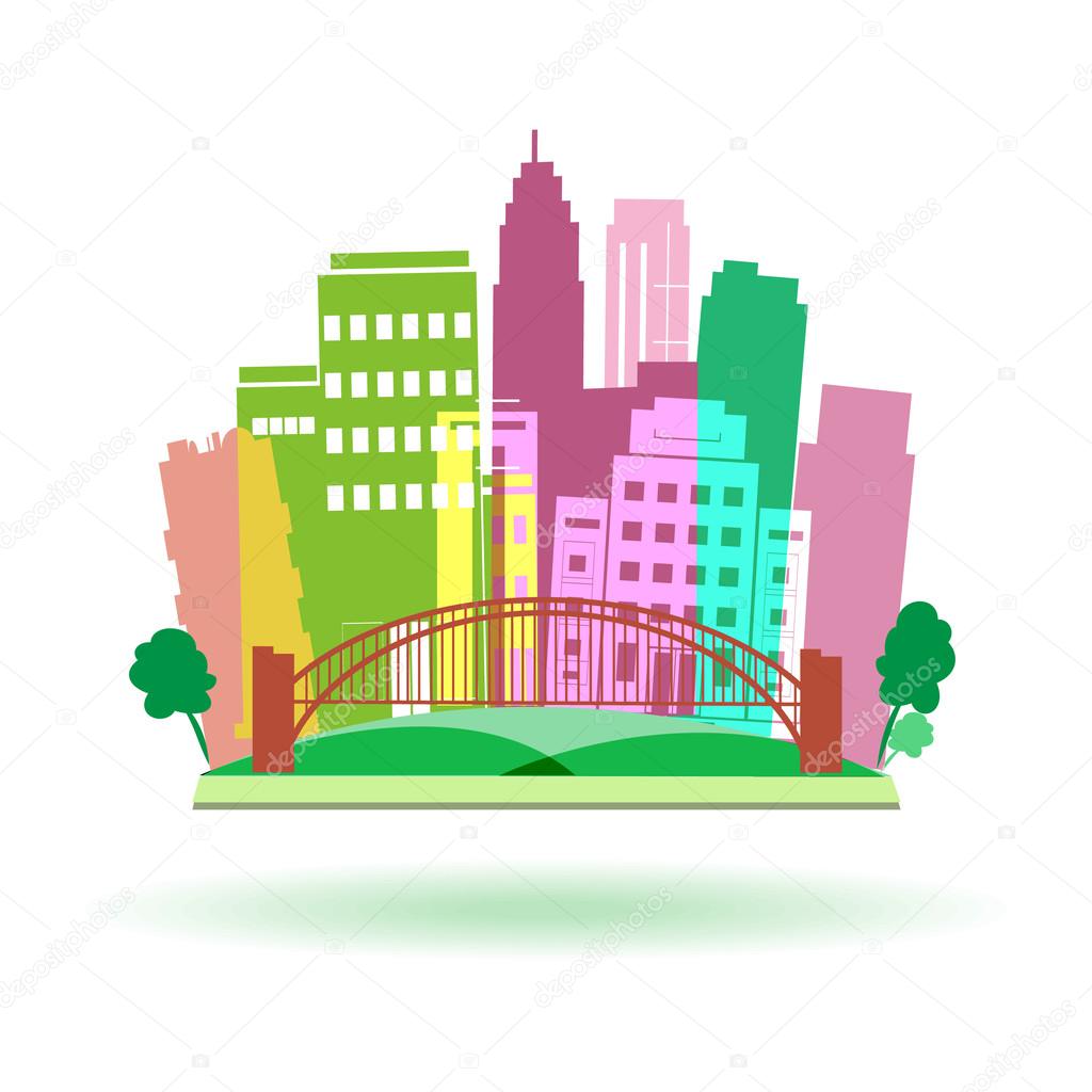 Colored Cityscape. Vector city skyline