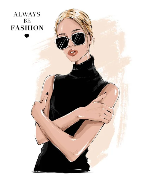 선글라스를 아름다운 포스터 패션의 — 스톡 사진