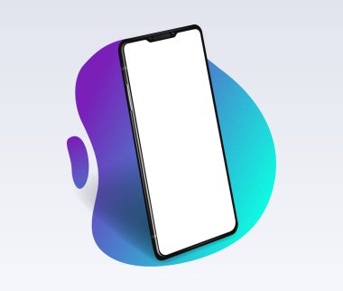 Boş ekranlı akıllı telefon. Gerçekçi cep telefonu bilgi grafikleri veya arayüzün sunumu için bir şablon olabilir. Daha az akıllı telefon çerçevesi. Vektör Resimleri UI UX tasarımı