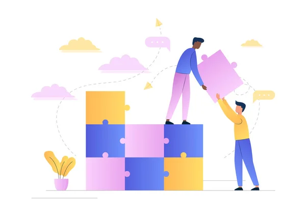 Teamwork concept. Employees solve problems. Successful performance process. ideas vector. Effective business solution. 3d Isometric Vector Illustration. Stock Illustration