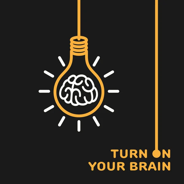 Gehirn im Glühbirnen-Logo — Stockvektor