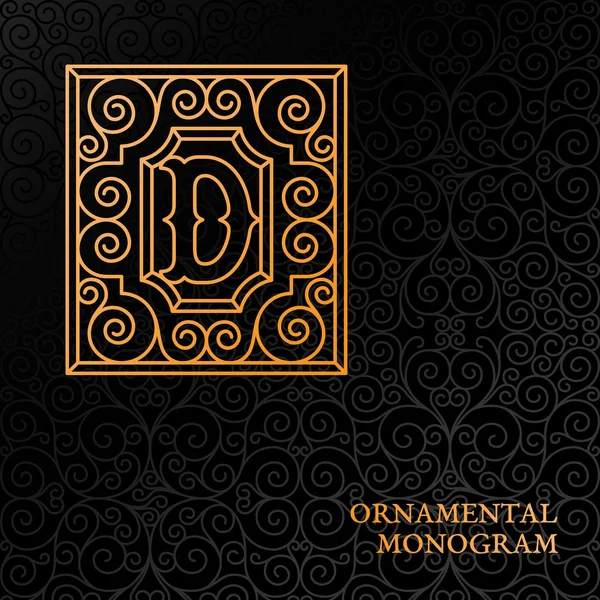 Plantilla de monograma ornamental — Vector de stock