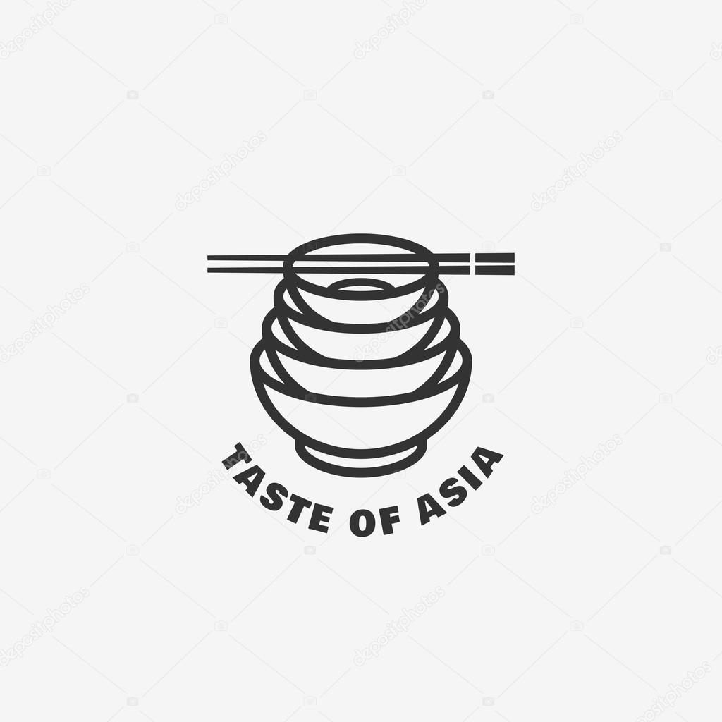 Taste of Asia logo template design with chopstick. Vector illustration.