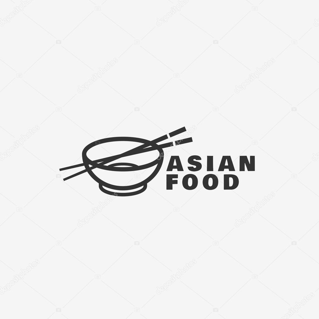 Asian food logo template design. Vector illustration.