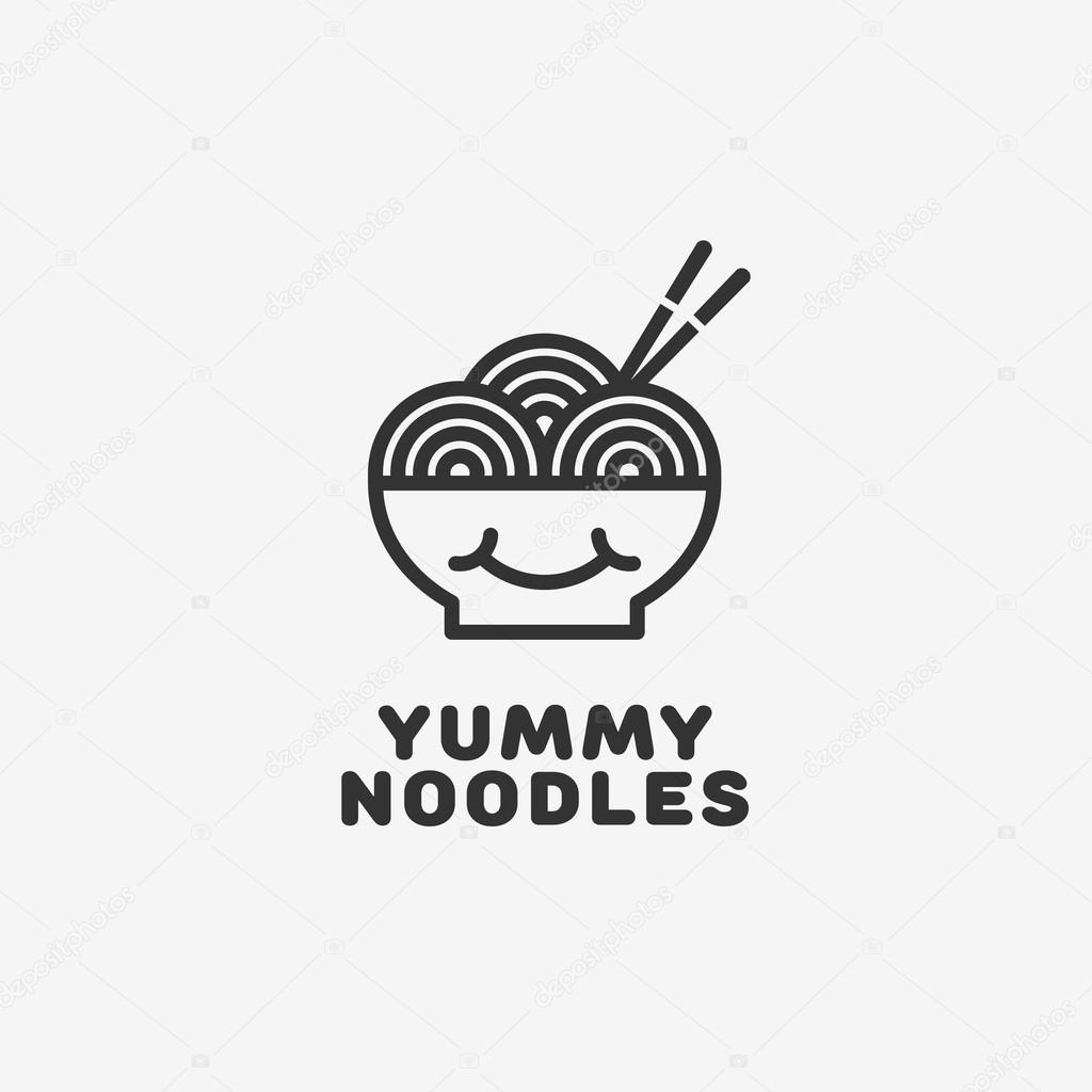 Noodles logo template design. Vector illustration.