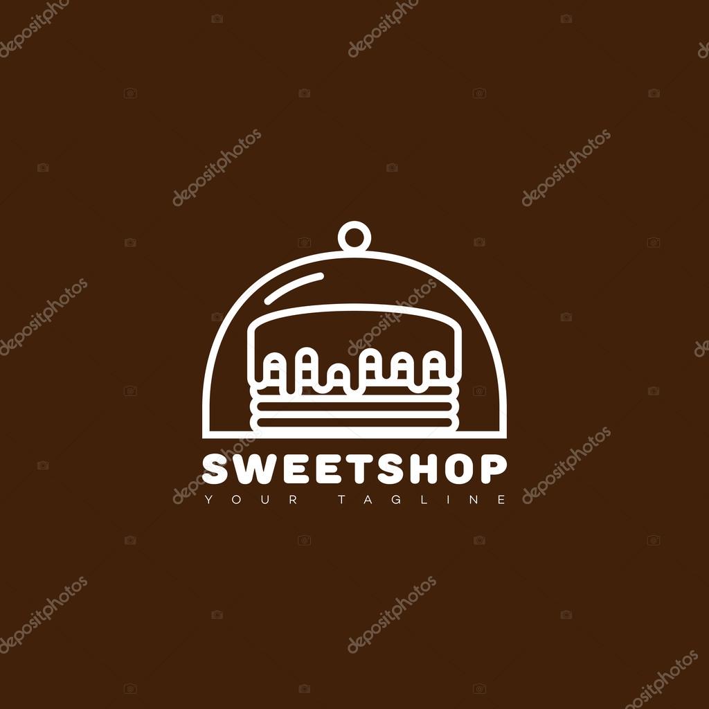 Sweet shop outline logo template design. Vector illustration.