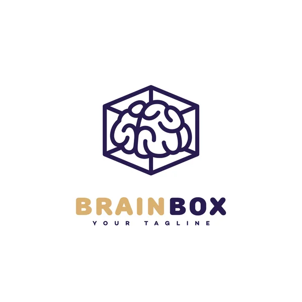 Logotipo da caixa cerebral — Vetor de Stock