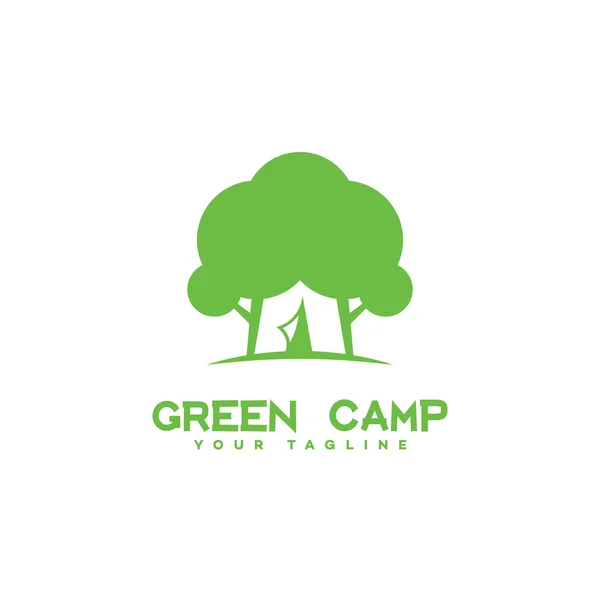 Logo verde del campamento — Vector de stock