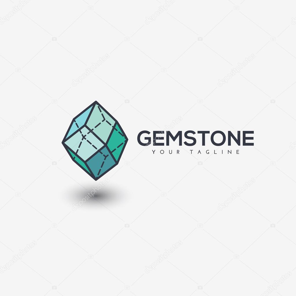 Gemstone logo template design with shadow. Vector illustration.