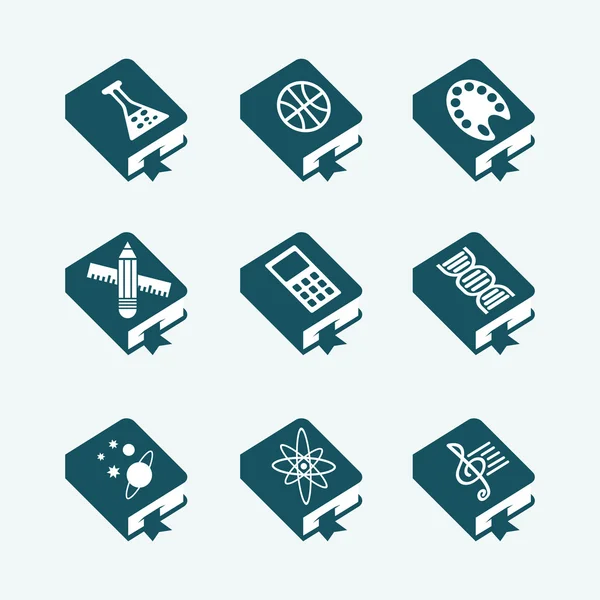 School subjects icons set — Stock Vector