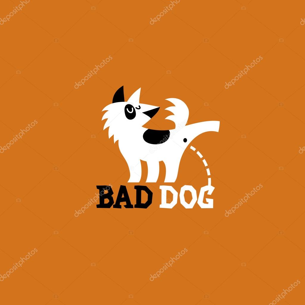 Logo design template with pissing dog with paw raised. Vector illustration.