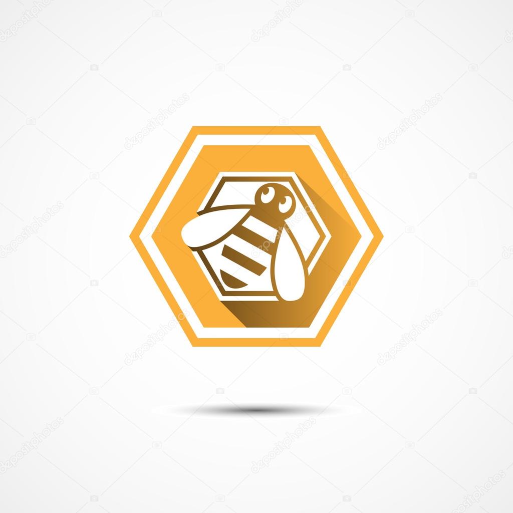 Logo design template with a bee in flat style. Vector illustration.