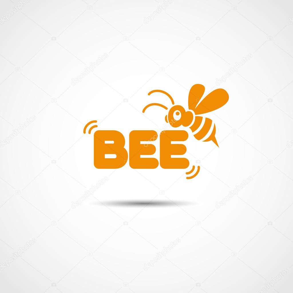 Logo design template with flying bee. Vector illustration.