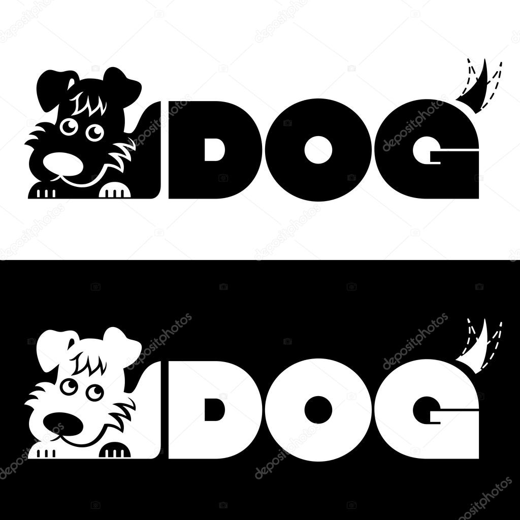 Logo design template with a dog in black and white version. Vector illustration.