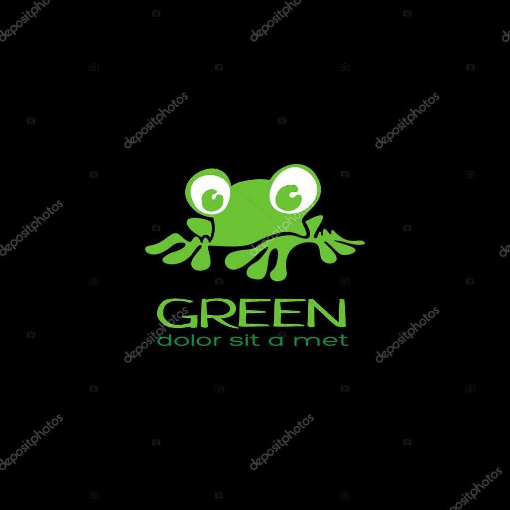 Logo design template with a green frog. Vector illustration.
