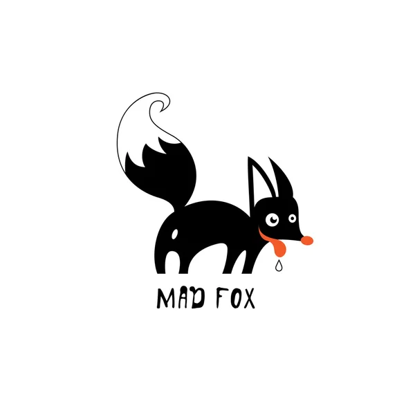 Божевільний логотип чорної лисиці — стоковий вектор