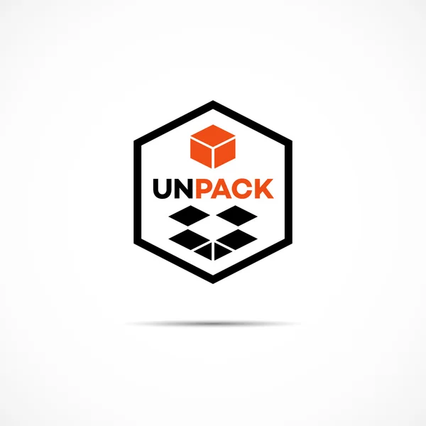 Pack-Unpack-Logo — Stockvektor