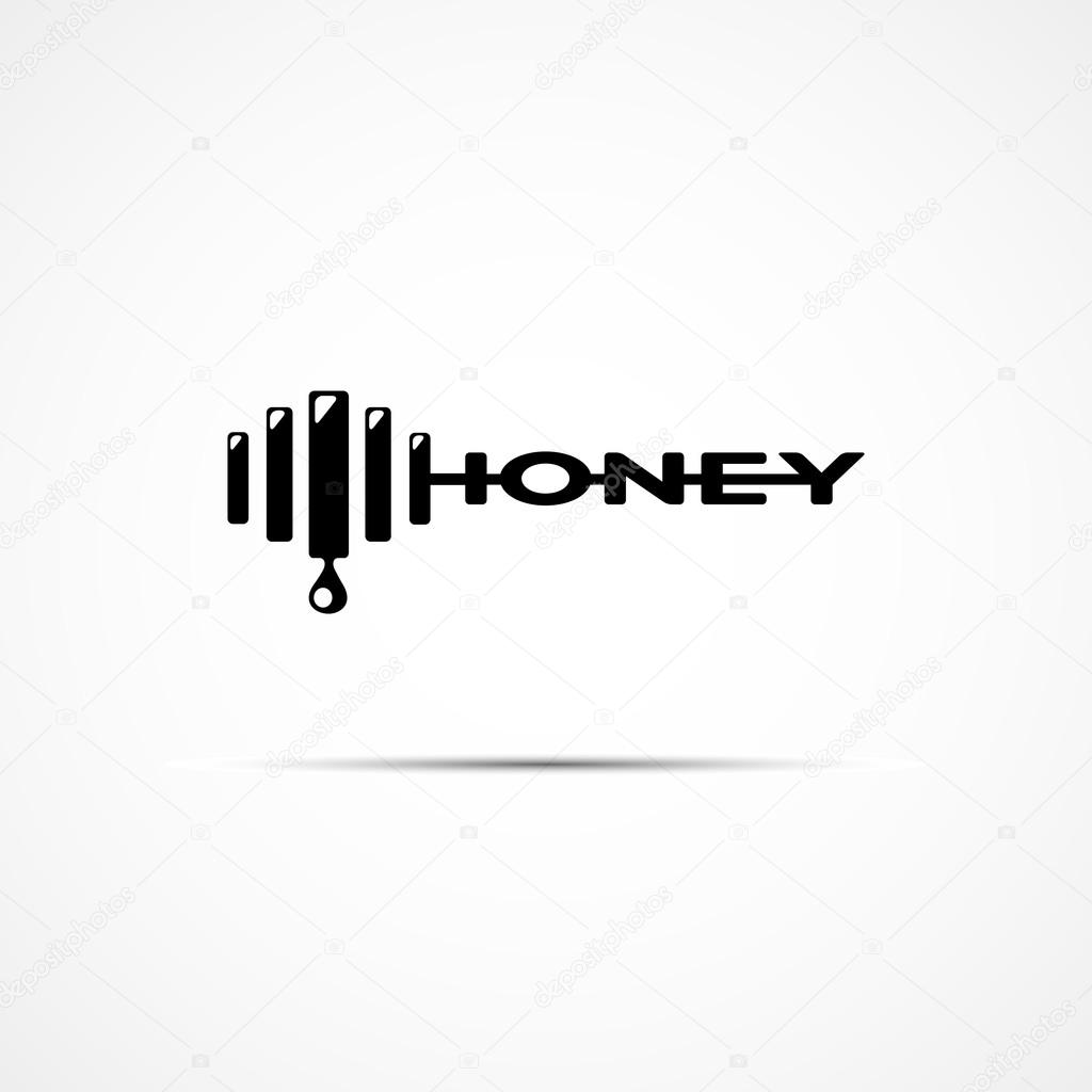 Logo design template in the form of a stylized word honey of black color. Vector illustration.