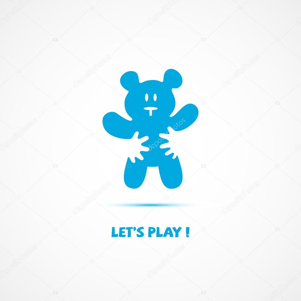 Logo design template in the form of a teddy bear and hand. Vector illustration.