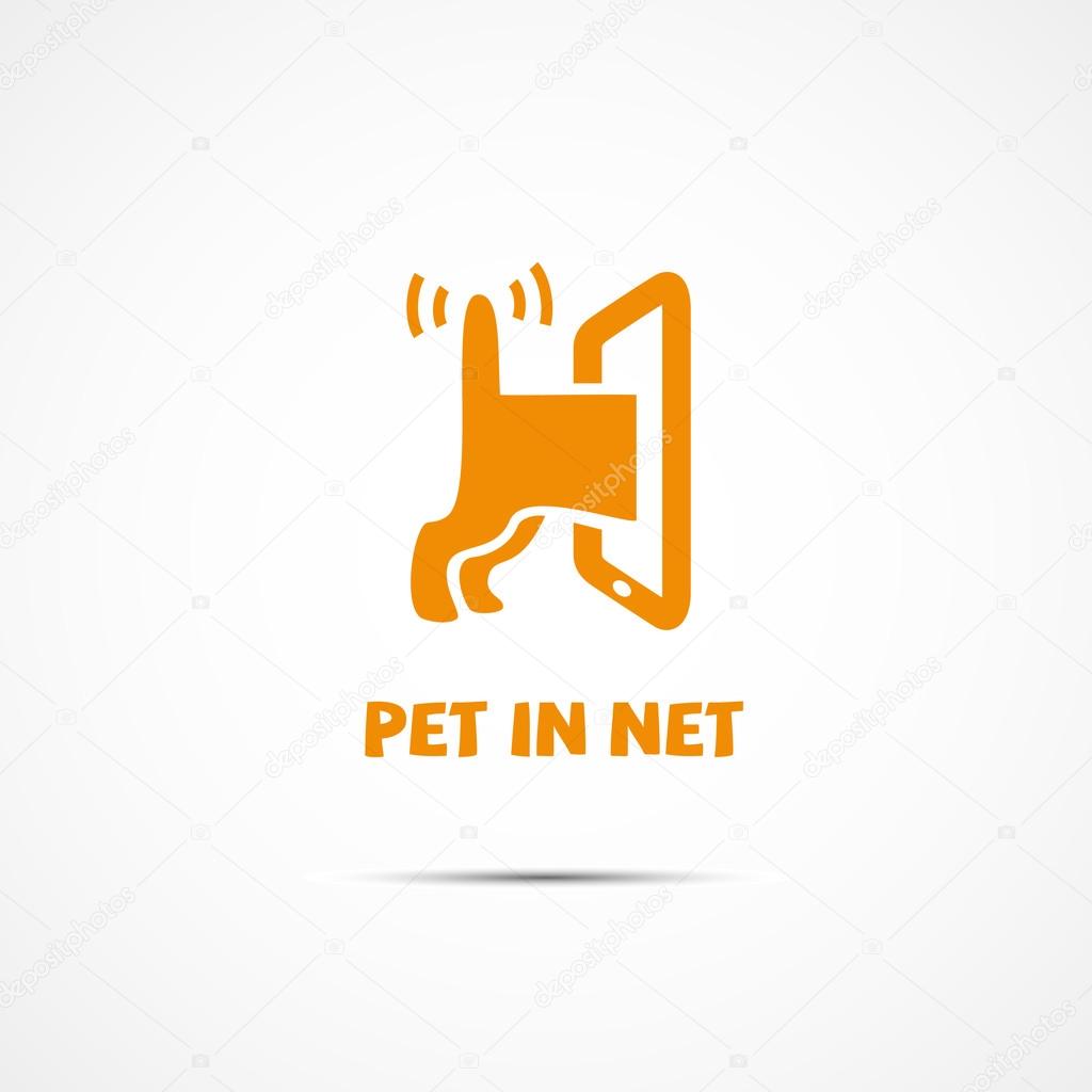Funny logo for online services for pets. Vector illustration.
