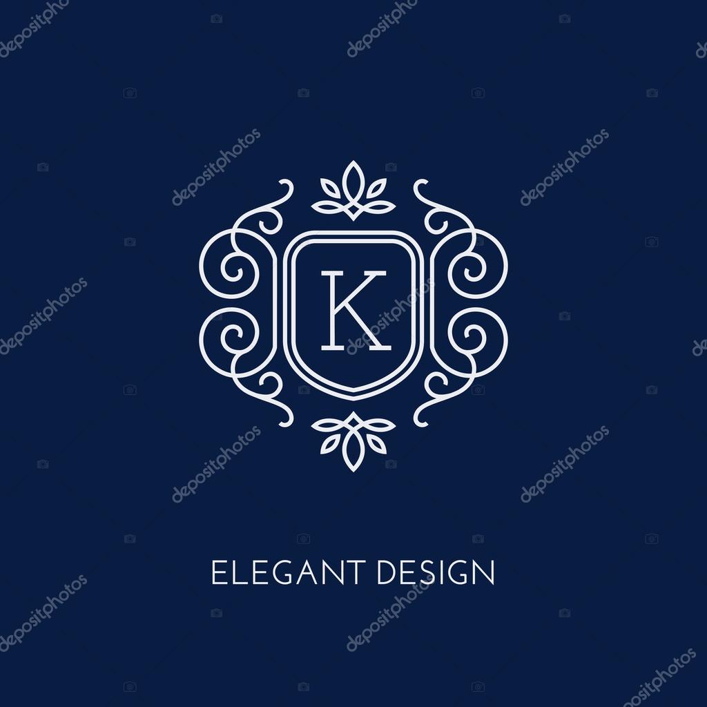 Simple and elegant monogram design template with letter K. Vector illustration.