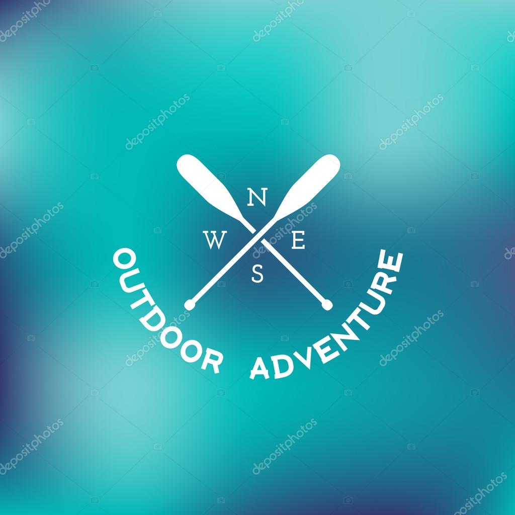 Template for logos, labels and emblems with two paddles and direction of the compass. Vector illustration.