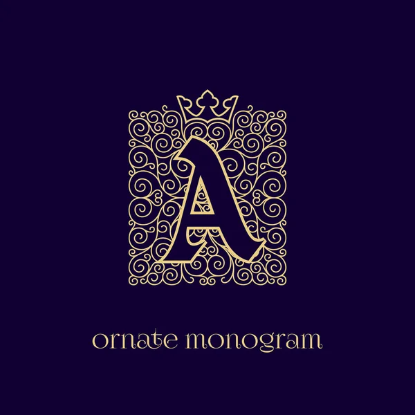 Monogramme avec couronne A — Image vectorielle