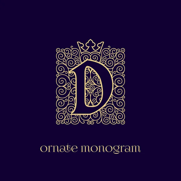 Monogramme avec couronne D — Image vectorielle