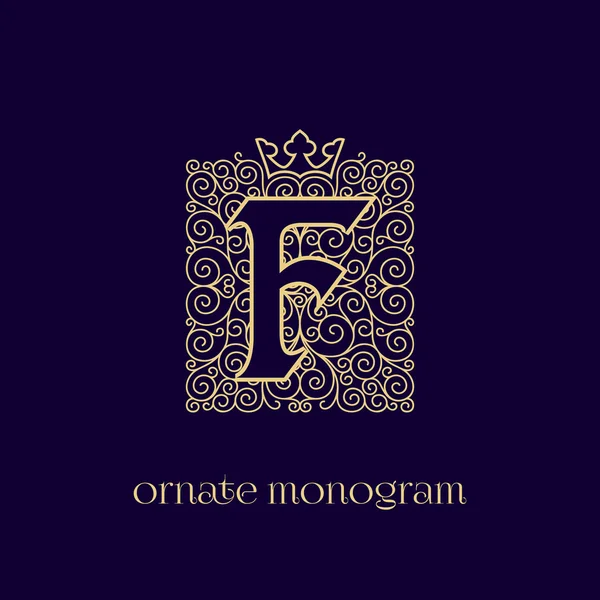 Monogramme avec couronne F — Image vectorielle