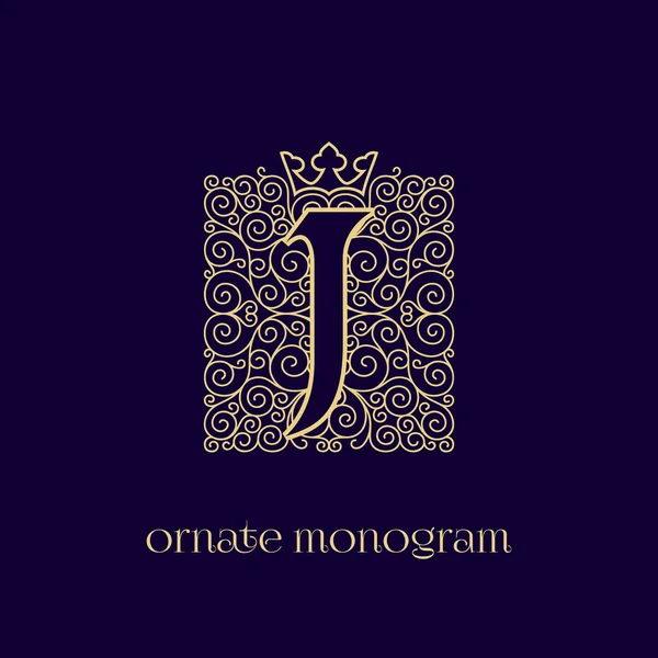 Monogramma con corona J — Vettoriale Stock