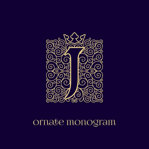 Taç j ile monogram — Stok Vektör